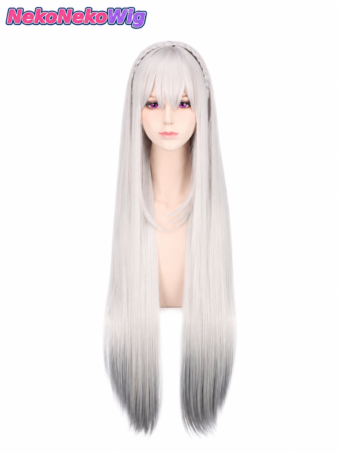 Re:ZERO Emilia Cosplay Wig  Anime Character Style with Separate Headpiece Option