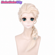 Frozen Elsa Cosplay Wig  Off-White Braided Princess Hairstyle