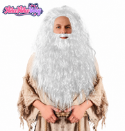 Gray-white long wavy wizard wig and matching beard - SR collection