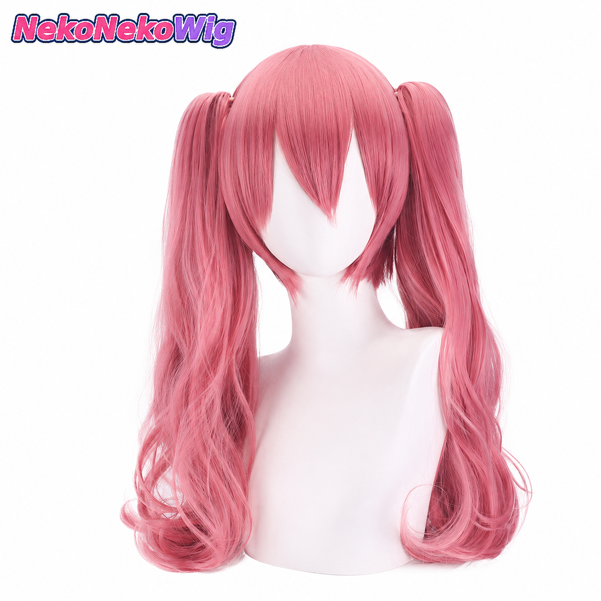 One Piece Perona Cosplay Wig – Rose Pink Curled Twin Tails