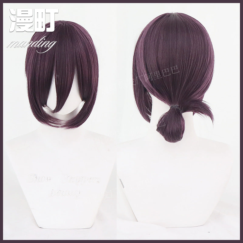 Chainsaw Man Reze Cosplay Wig – Brown-Purple Anime Character Style