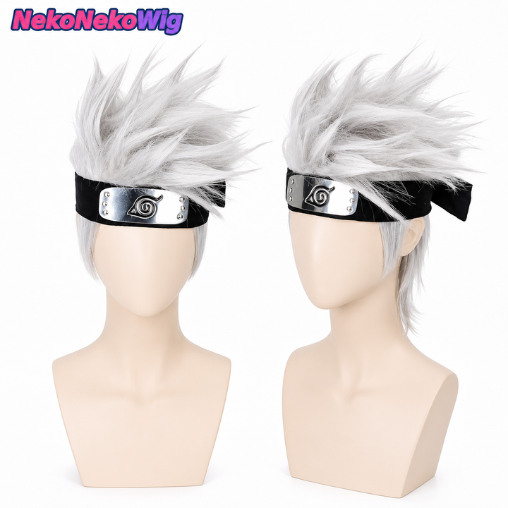 Naruto Kakashi Hatake Cosplay Wig – Silver Gray Spiky Ninja Style