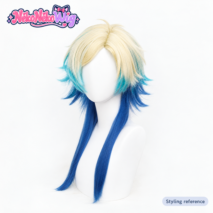 Blue Lock Michael Kaiser Cosplay Wig - Blonde and Blue Layered Hair