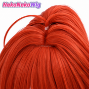Genshin Impact Diluc Red Dead of Night Cosplay Wig  Red Clip-On High Ponytail Style
