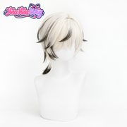 Honkai Star Rail Arlan Cosplay Wig - White and Black Layers with Low Ponytail