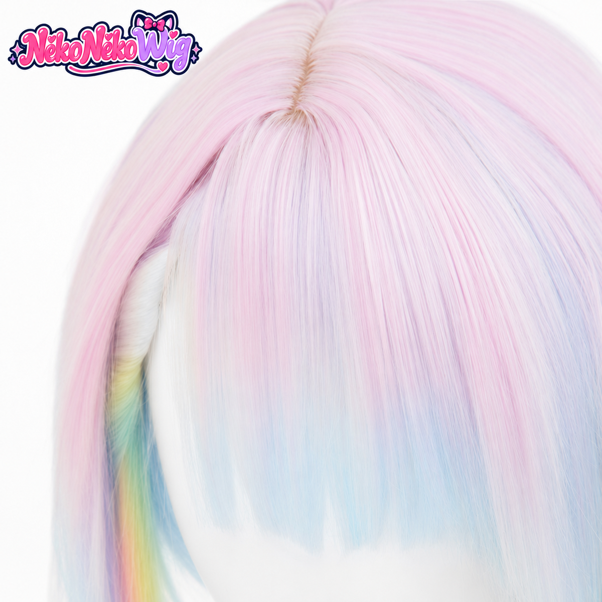 Cyberpunk Edgerunners Lucy Cosplay Wig - Pastel Asymmetric Bob - rear view