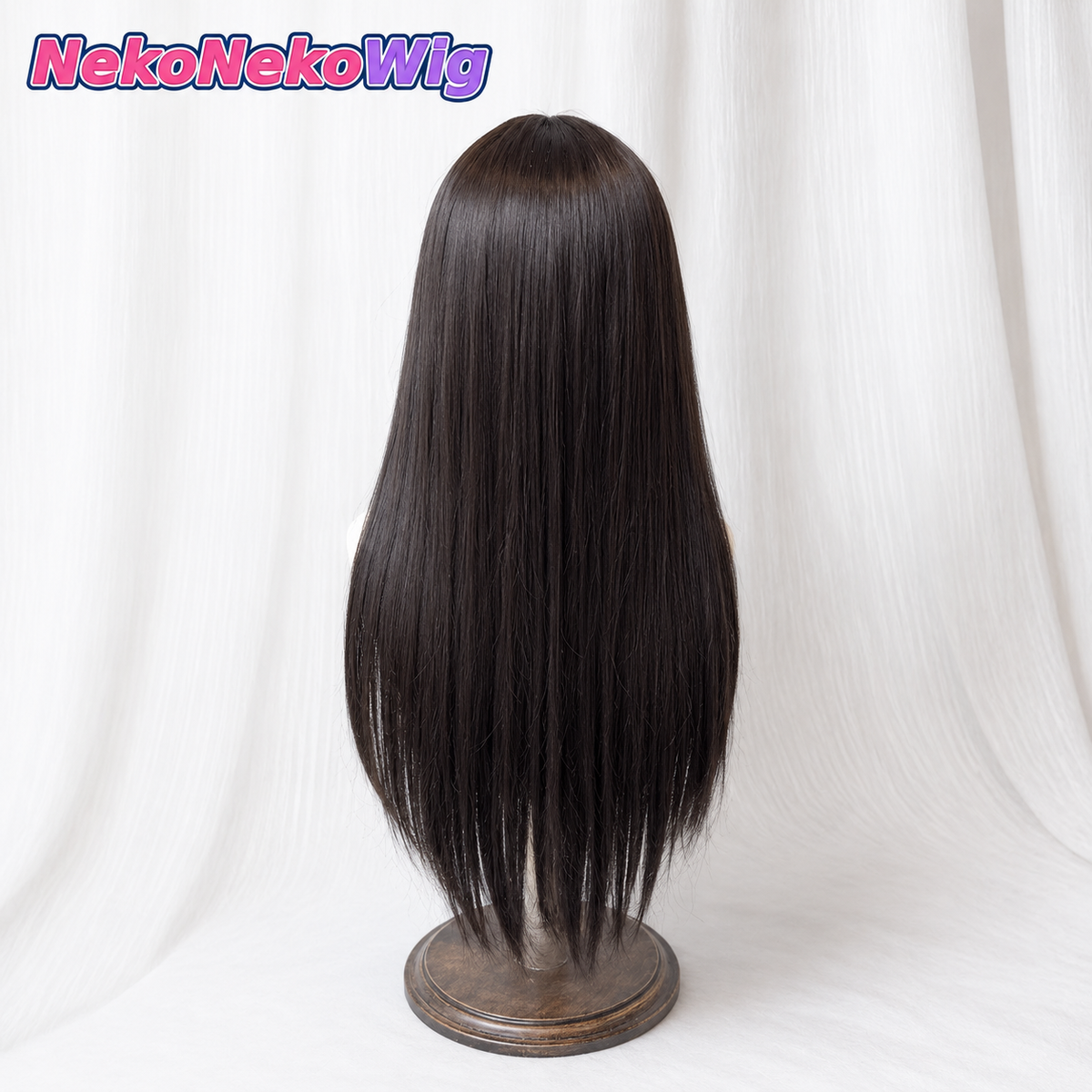 60cm 길이의 스트레이트 코스프레 가발 – 블랙티 또는 쿨브라운 전두 스타일