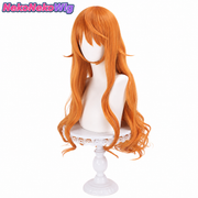 One Piece Nami Cosplay Wig  Orange 65cm Long Curly Hair