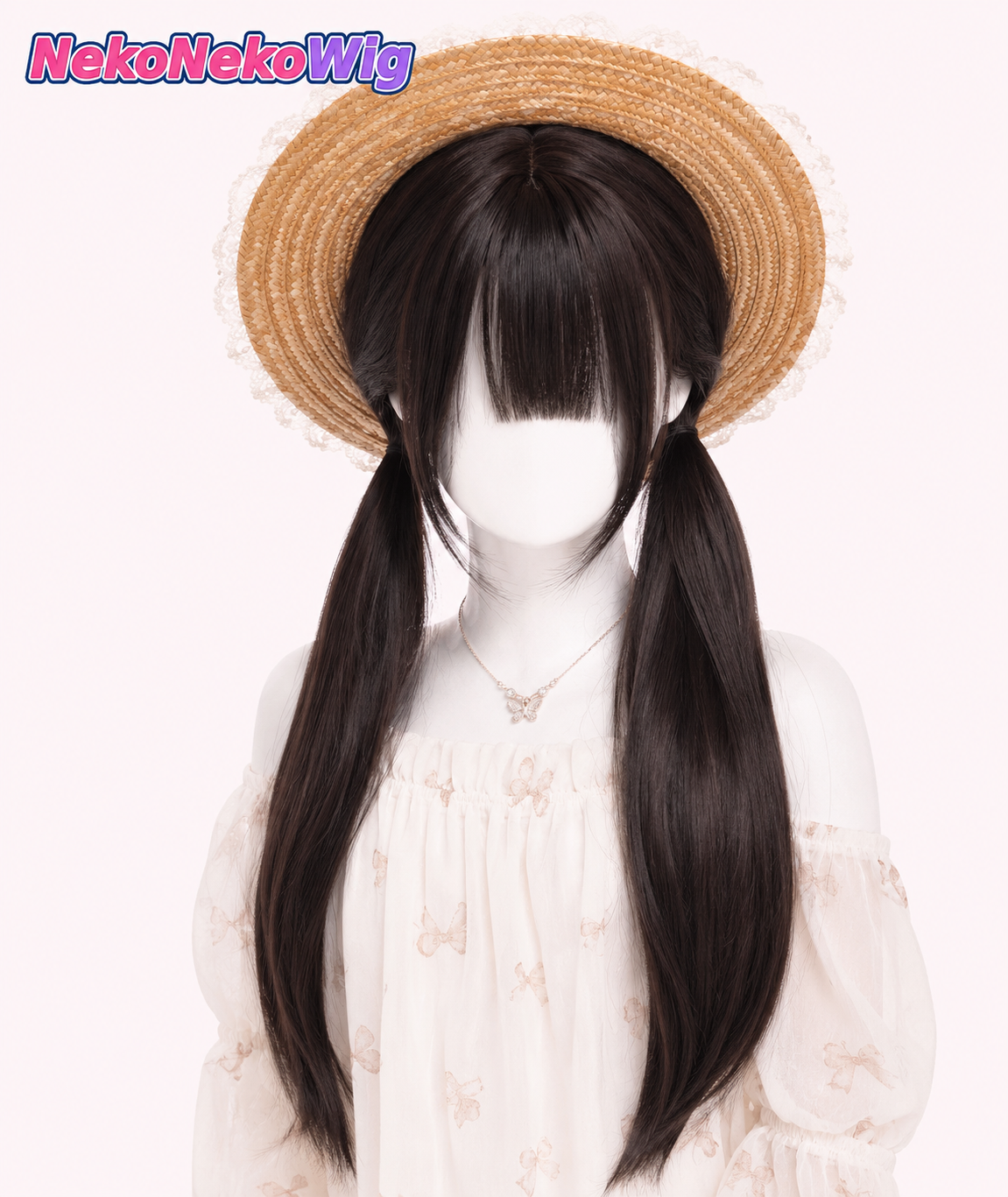 70cm Pre-Tied Long Straight Cosplay Wig – Black Tea Brown or Cool Brown Full-Head Style