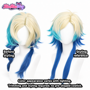 Blue Lock Michael Kaiser Cosplay Wig - Blonde and Blue Layered Hair