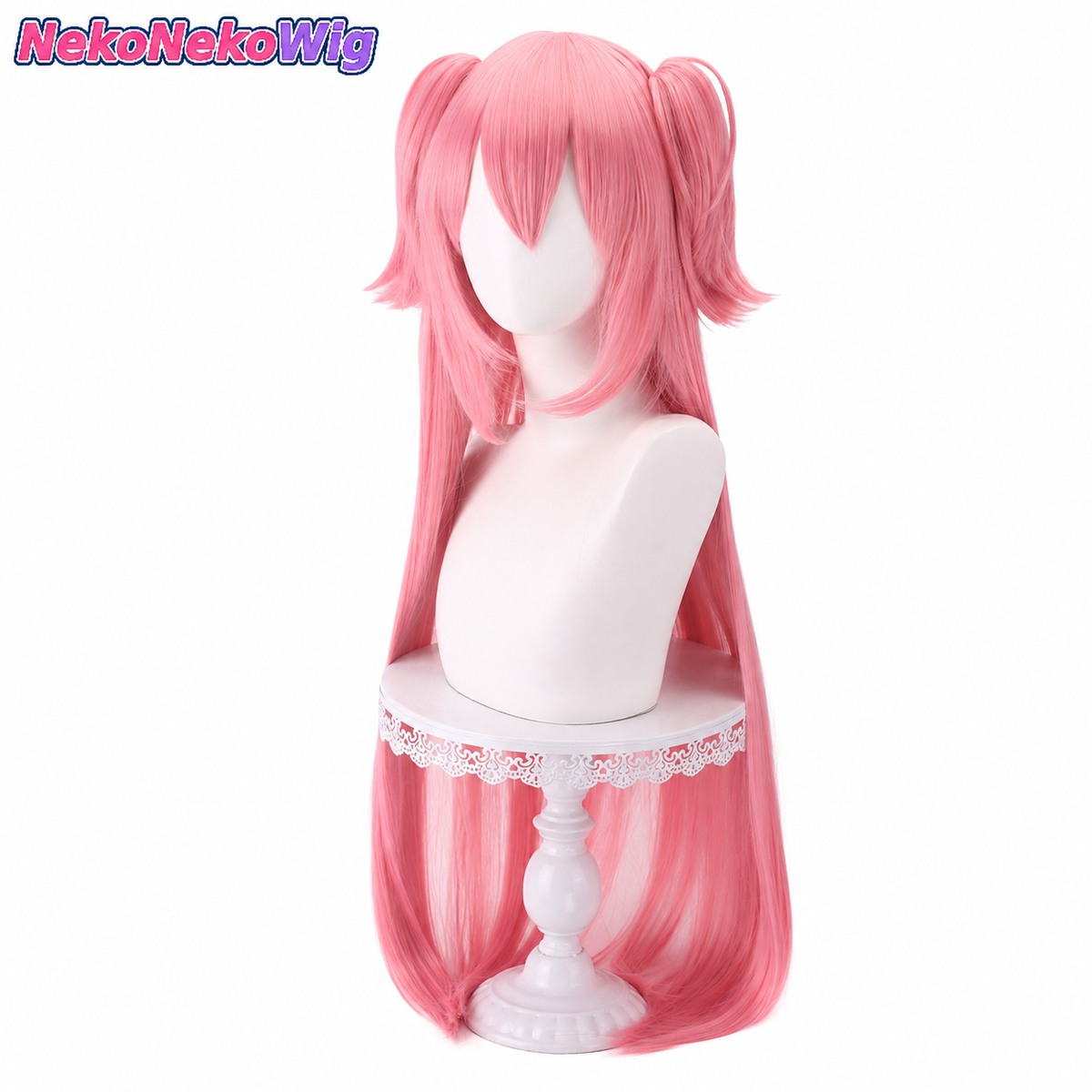 Puella Magi Madoka Magica Ultimate Madoka Cosplay Wig  Smoky Pink Twin Claw-Clip Style