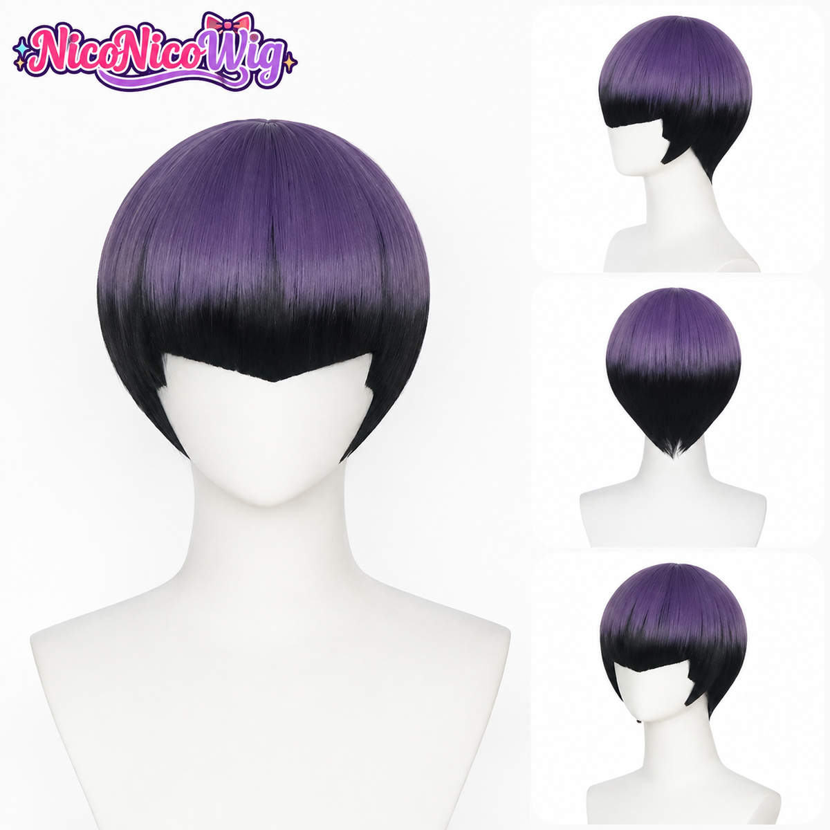 Kaiju No. 8 Soshiro Hoshina Cosplay Wig  Black Purple Gradient Short Wig