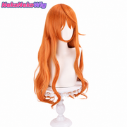 One Piece Nami Cosplay Wig  Orange 65cm Long Curly Hair
