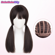 70cm Pre-Tied Long Straight Cosplay Wig – Black Tea Brown or Cool Brown Full-Head Style
