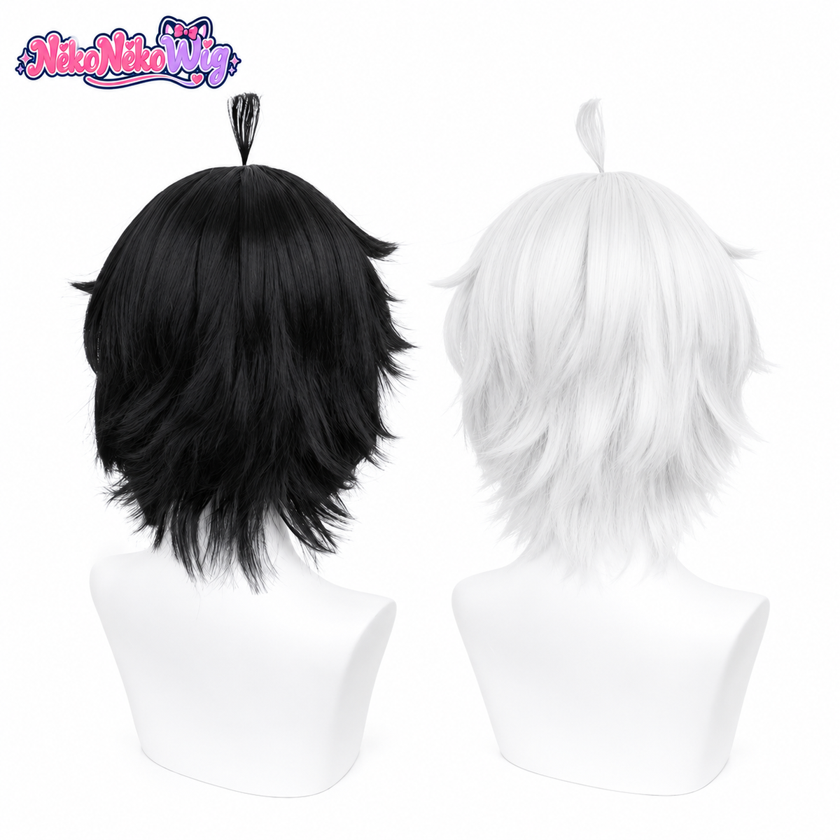 Black and white Luo Xiaohei wigs, back view; sold separately
