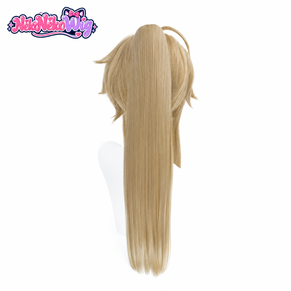 Yanqing ash-blonde cosplay wig high ponytail, back view