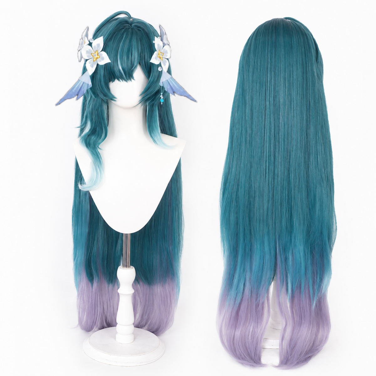 Genshin Impact Cosplay Wig - Long Teal and Lavender Ombre Hair