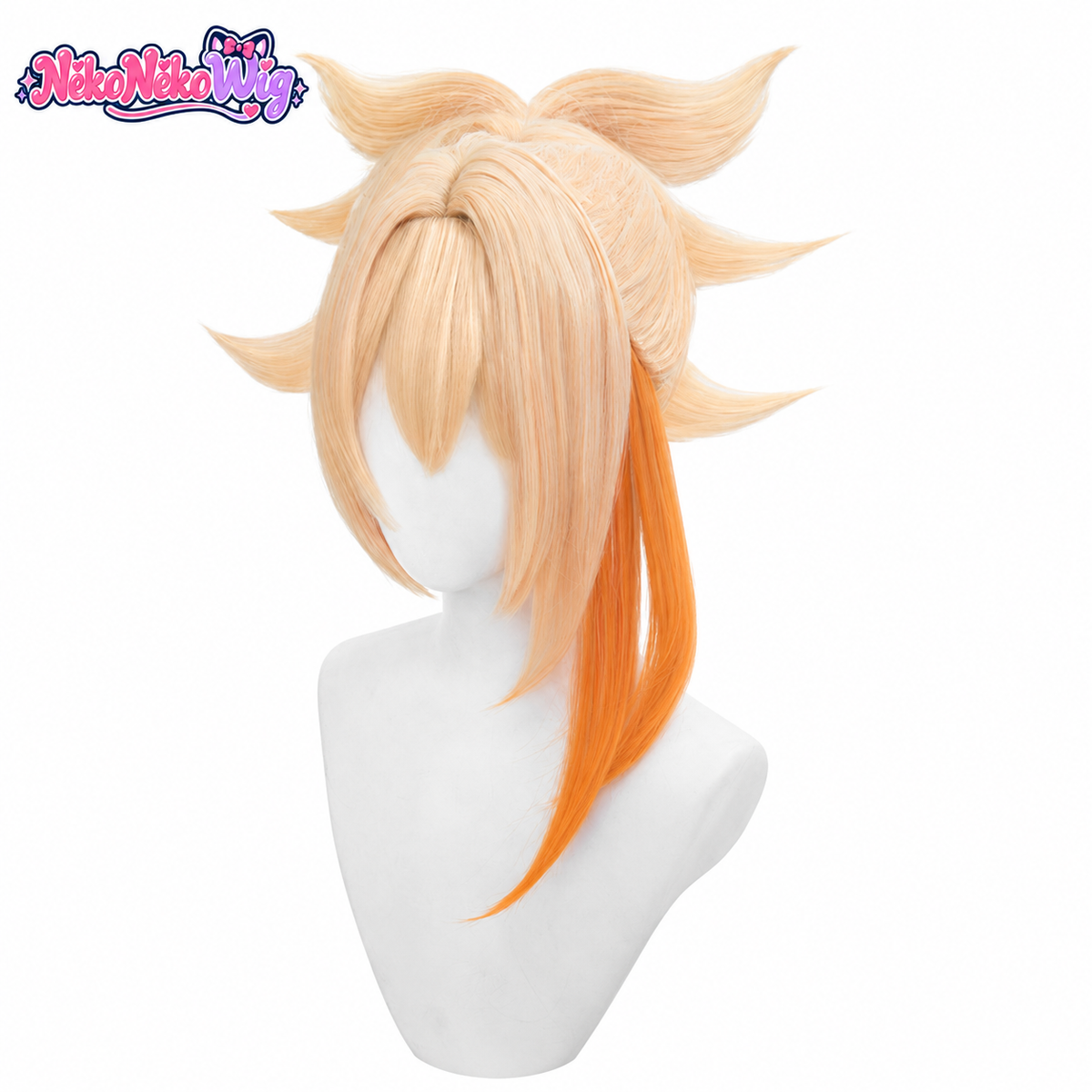 Genshin Impact Yoimiya Cosplay Wig - Blonde and Orange Clip-On Ponytail