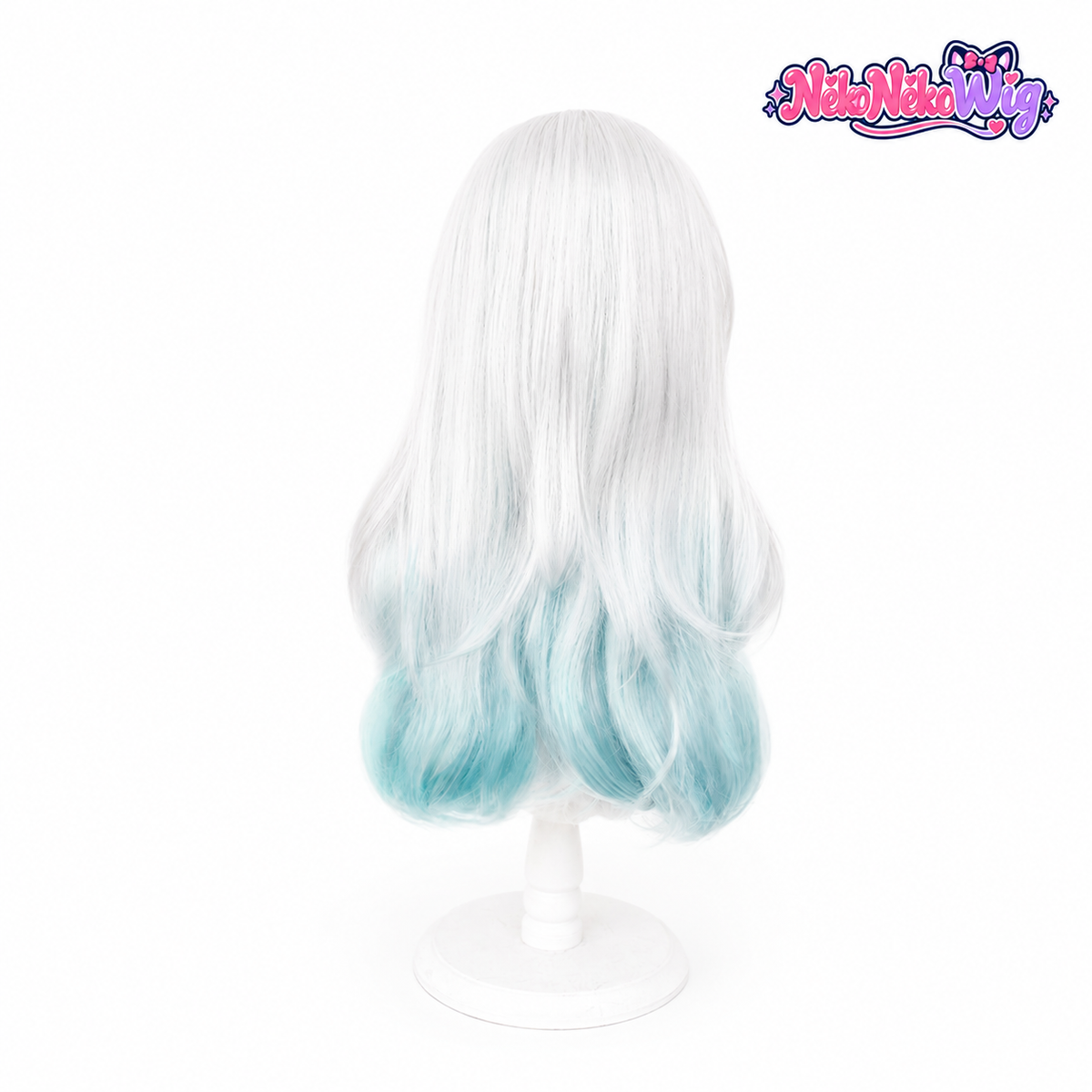 Honkai Star Rail Firefly Cosplay Wig - Silver White and Aqua Waves