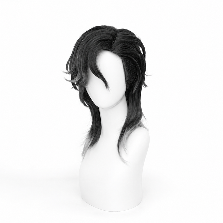 Identity V Knight Cosplay Wig - Black and Gray Layered Mullet