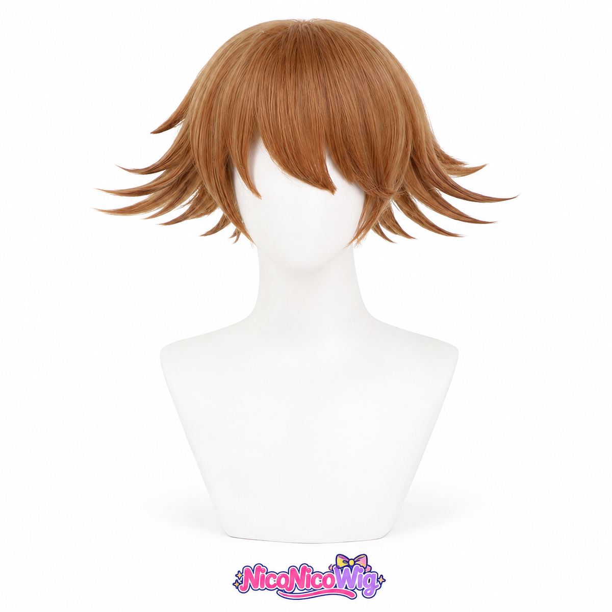 단간론파 후지사키 치히로 코스프레 가발 짧은 연갈색 애니메이션 가발