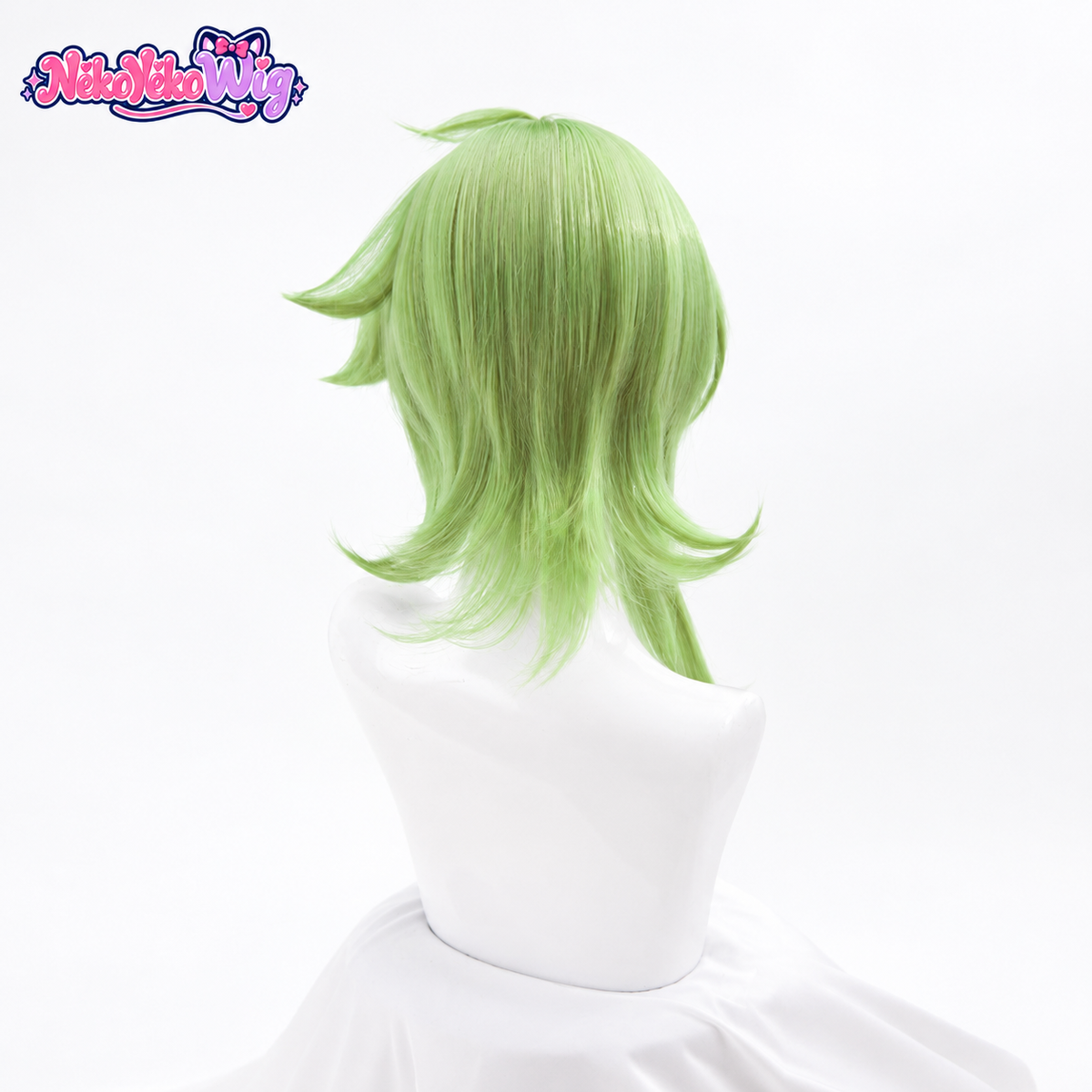 Genshin Impact Collei Cosplay Wig - Layered Green Hair - rear view