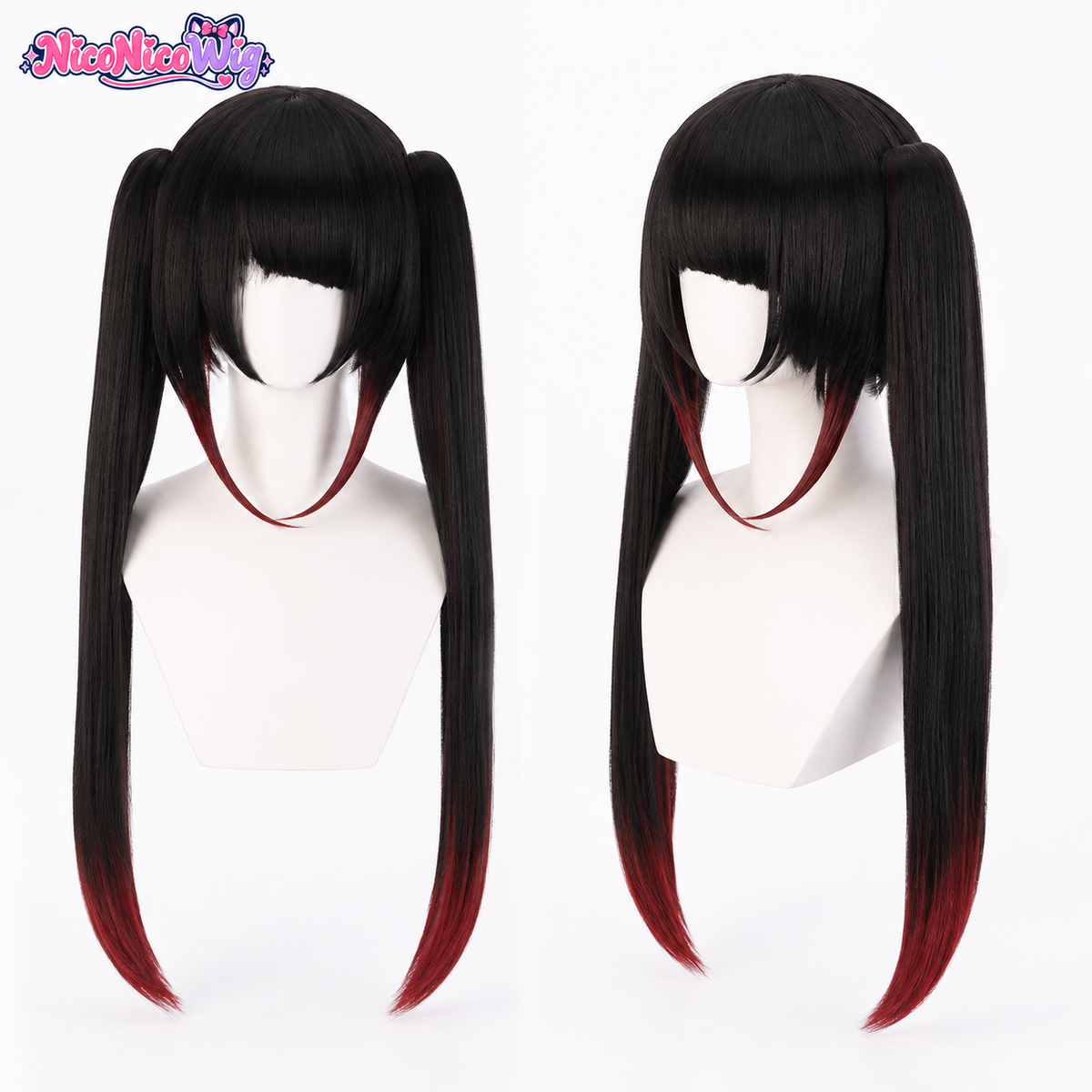 Date A Live Kurumi Tokisaki Cosplay Wig  Black Brown Ombre Twin Tails