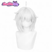 Luo Xiaohei white short layered cosplay wig, front view