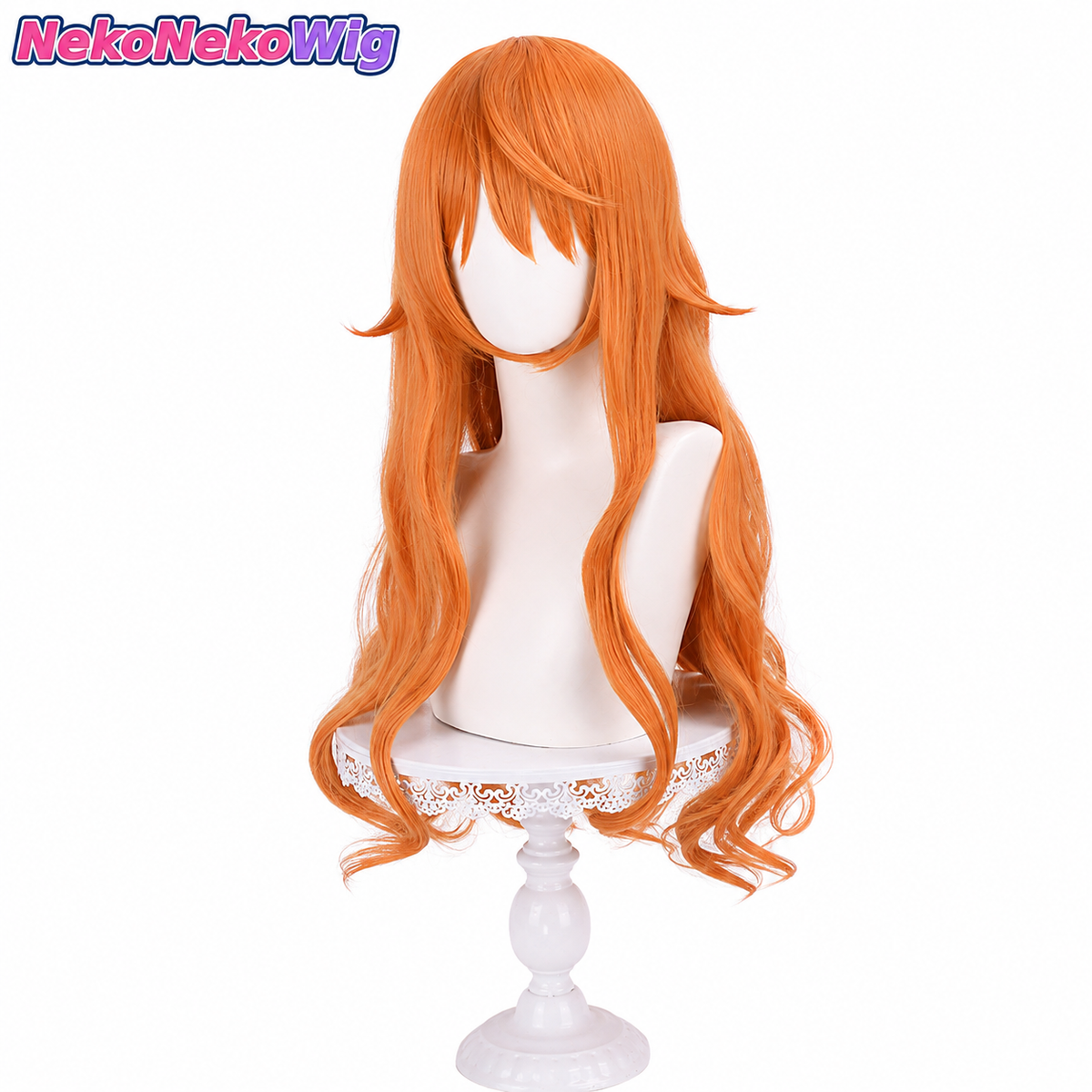 One Piece Nami Cosplay Wig  Orange 65cm Long Curly Hair
