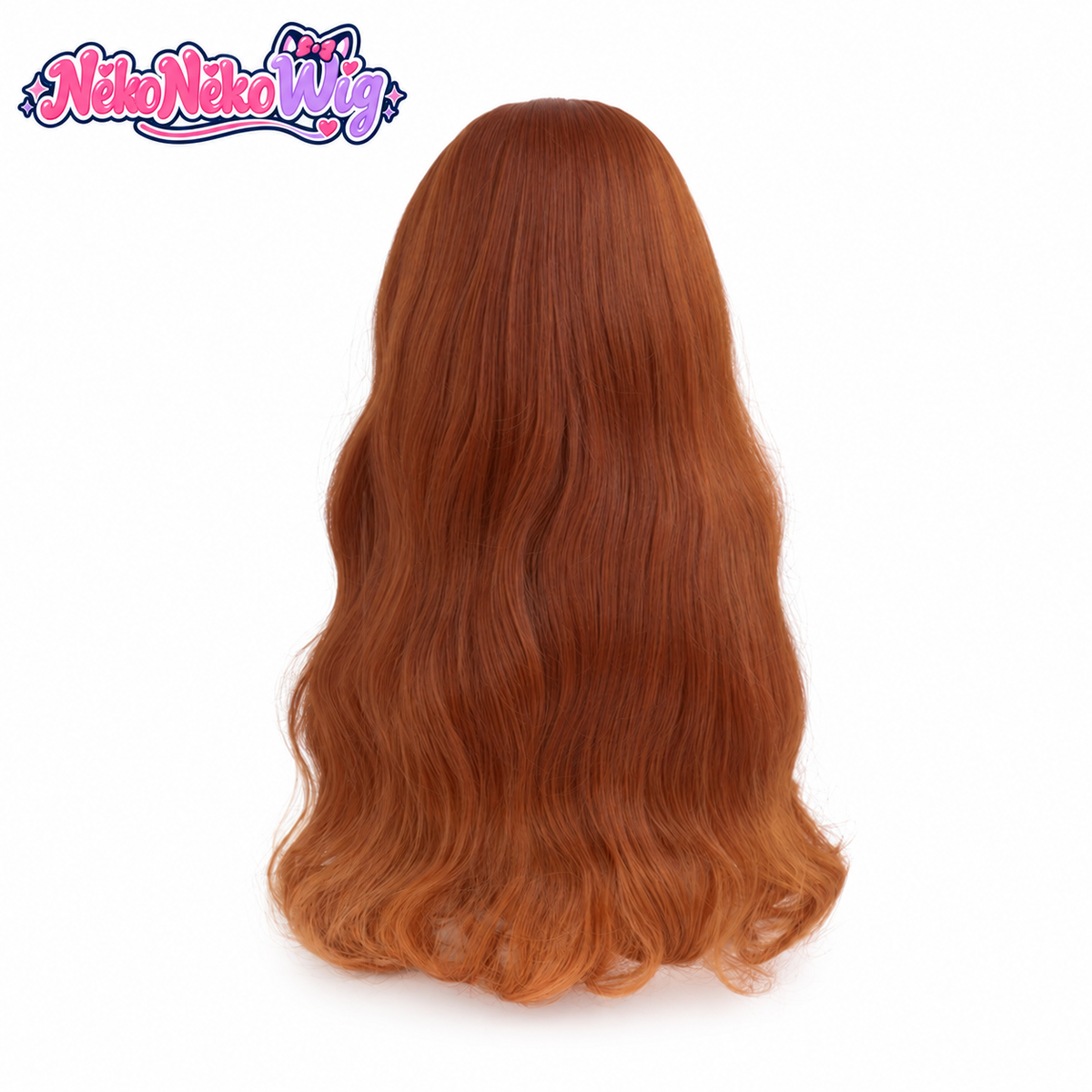 Little Girl Eurydice wavy auburn-orange wig, back view