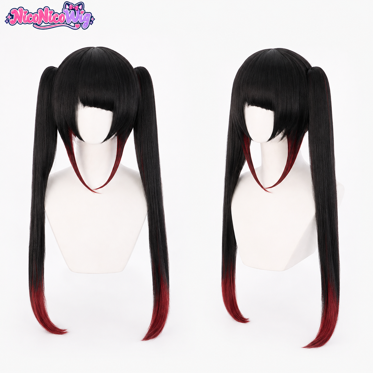 Date A Live Kurumi Tokisaki Cosplay Wig  Black Brown Ombre Twin Tails