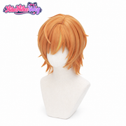 Project SEKAI Akito Shinonome short orange layered cosplay wig, front view
