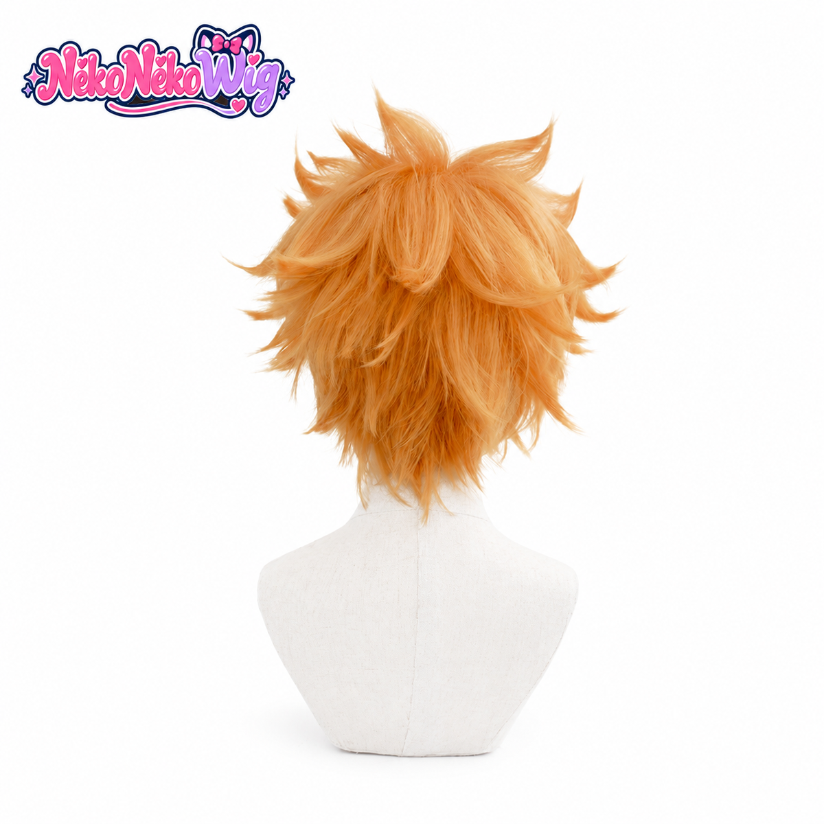 Rensuke Kunigami orange spiky layered cosplay wig, back view