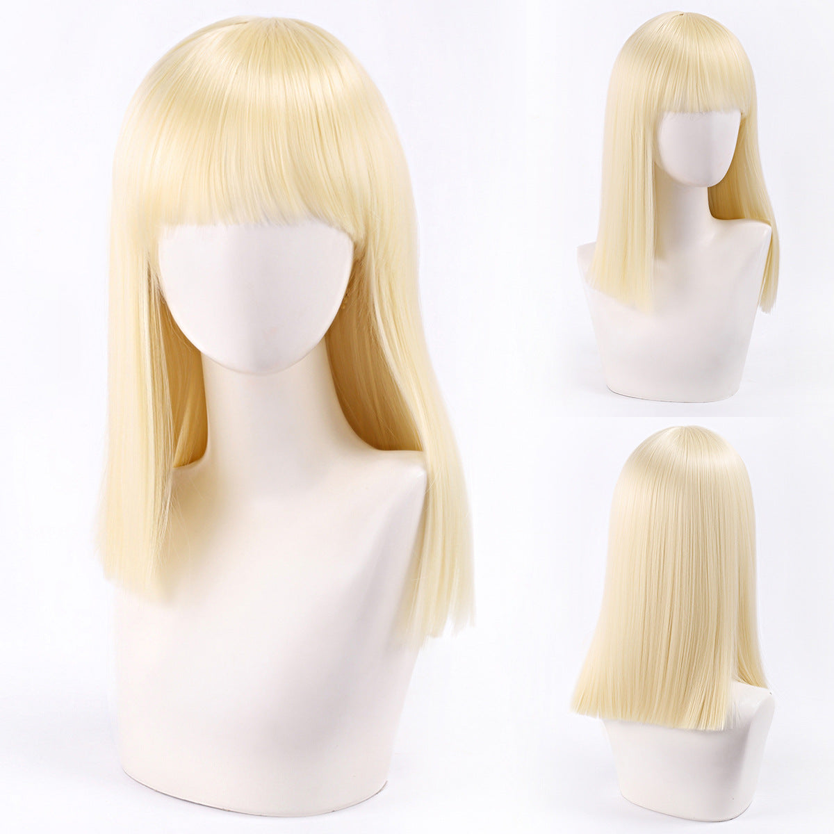 Short Bob Cosplay Wig – Multi-Color Straight Shoulder-Length Style with Blunt Bangs