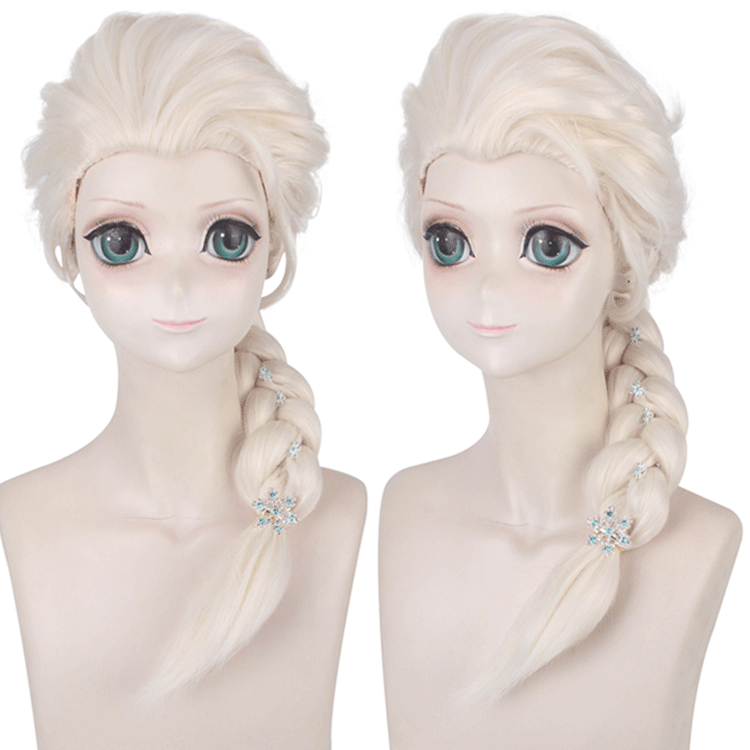 Frozen Elsa Cosplay Wig – Off-White Braided Princess Hairstyle