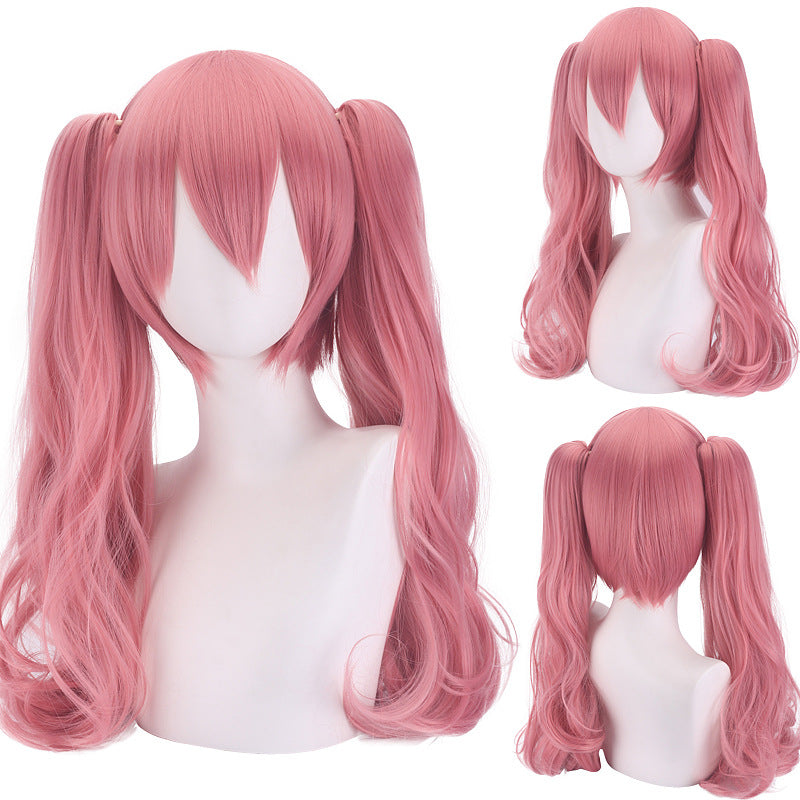 One Piece Perona Cosplay Wig – Rose Pink Curled Twin Tails