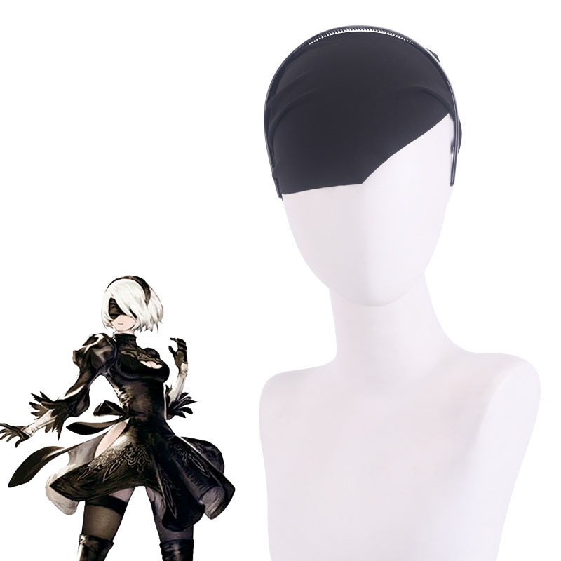 NieR:Automata 2B 코스프레 가발 – 화이트 & 실버 요르하 2호 B형 스타일