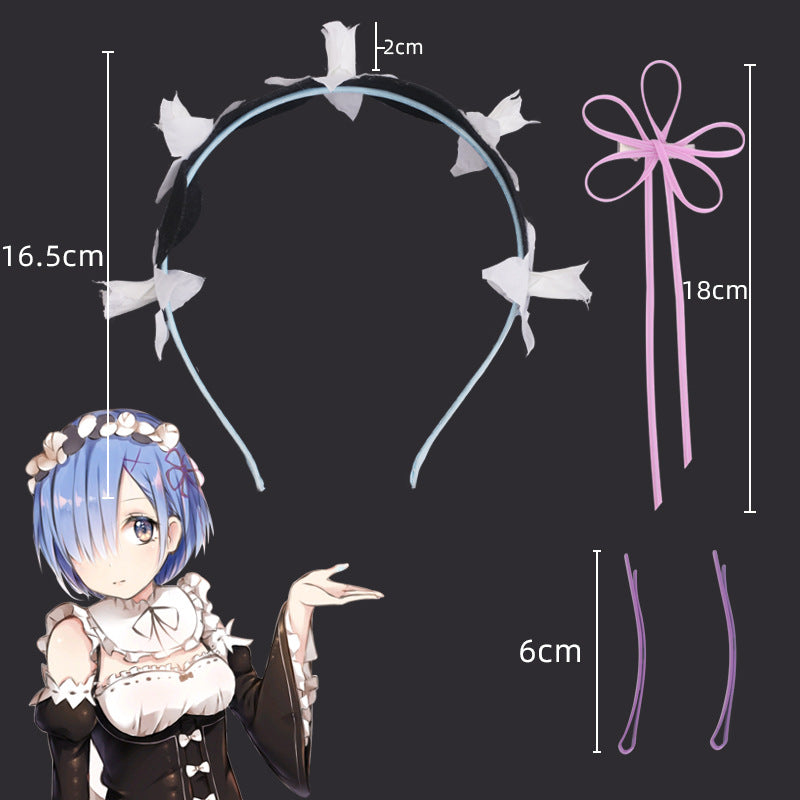 Re:ZERO 람 & 렘 코스프레 가발 – 분홍색 & 파란색 캐릭터 스타일 (액세서리 포함)